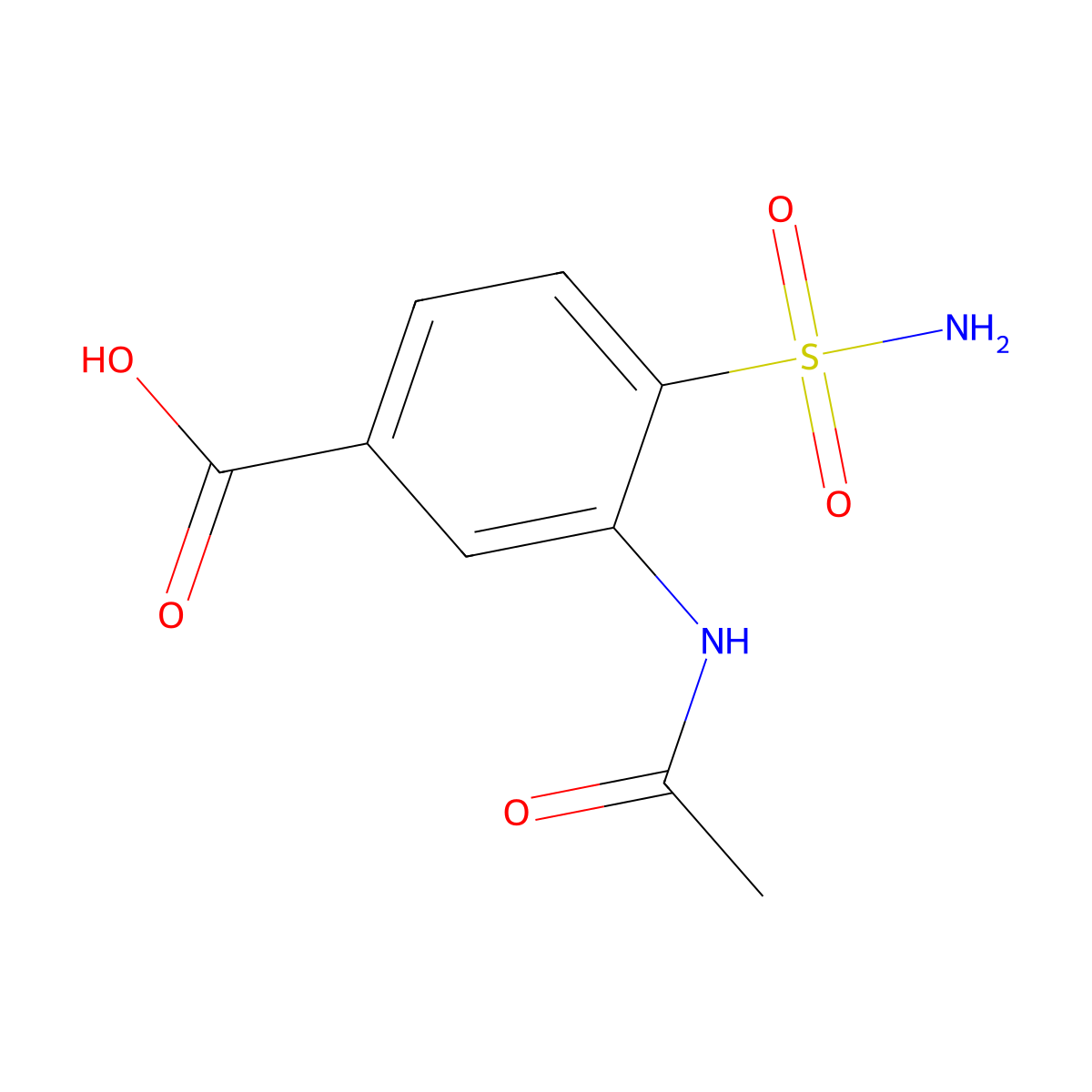 3-Acetamido-4-sulfamoylbenzoic acid molecular structure, CAS 2680791-03-9