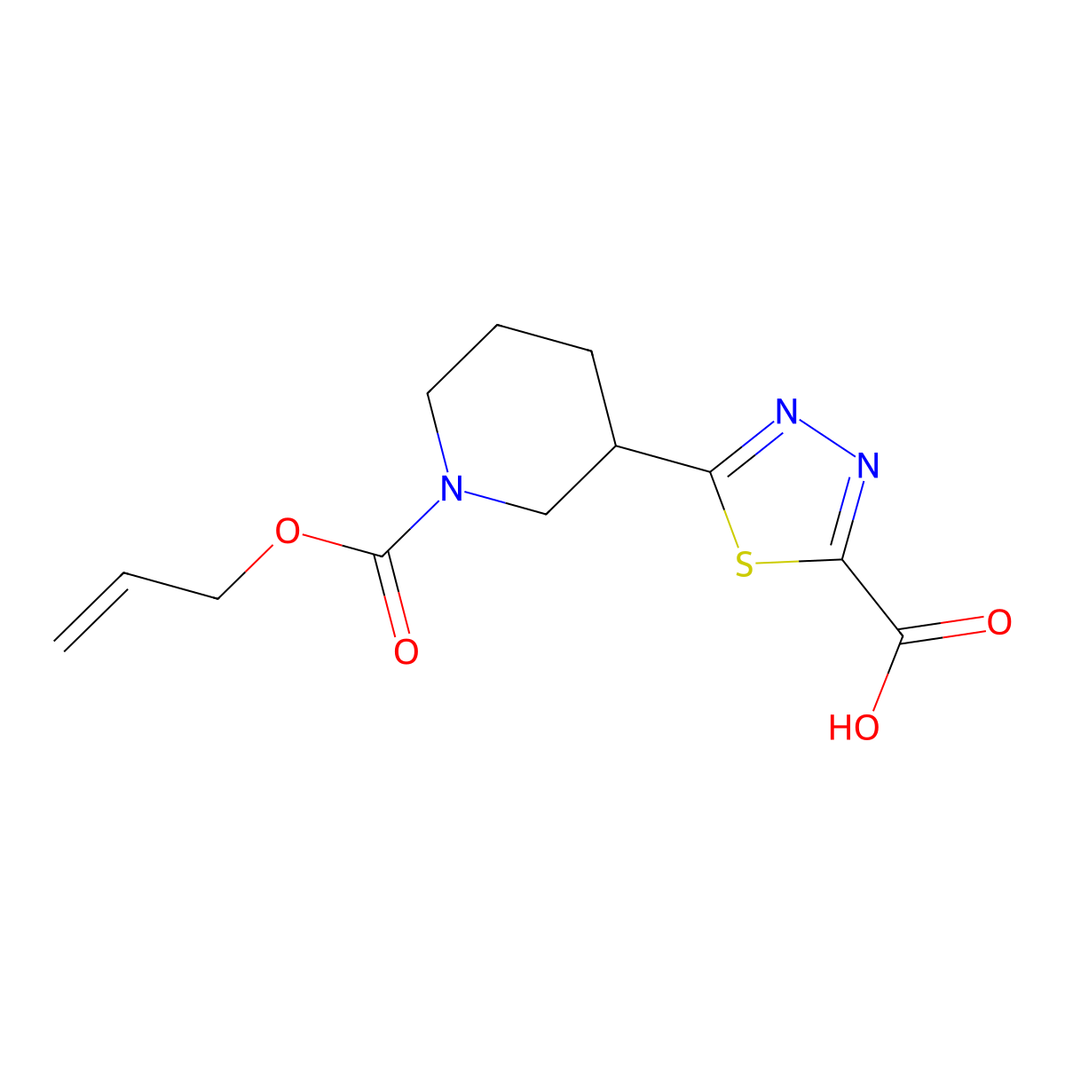 5-{1-[(Prop-2-en-1-yloxy)carbonyl]piperidin-3-yl}-1,3,4-thiadiazole-2-carboxylic acid molecular structure, CAS 2680791-15-3