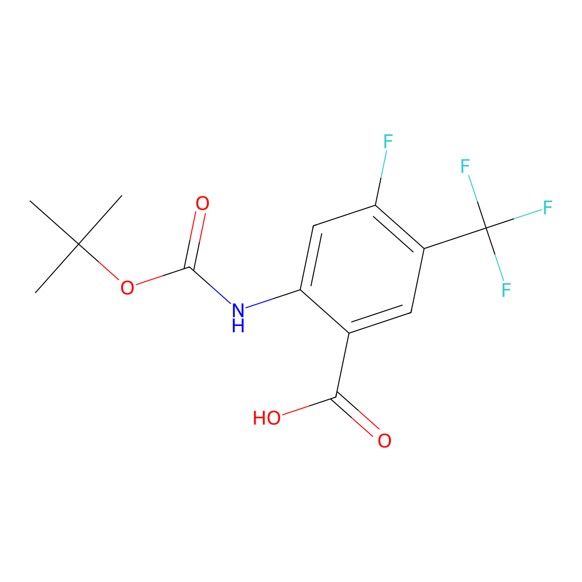 2-{[(Tert-butoxy)carbonyl]amino}-4-fluoro-5-(trifluoromethyl)benzoic acid molecular structure, CAS 2680791-17-5