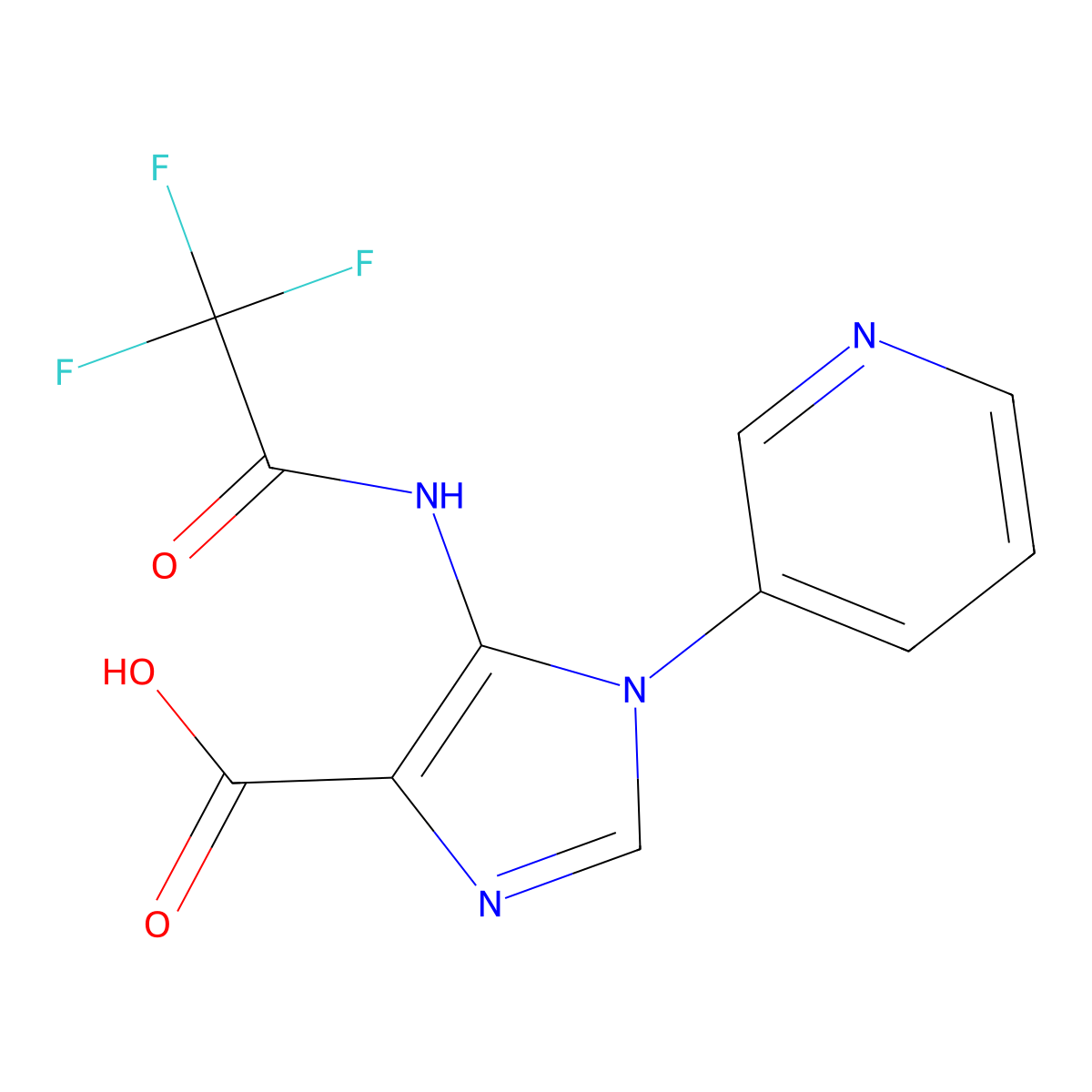 1-(pyridin-3-yl)-5-(2,2,2-trifluoroacetamido)-1H-imidazole-4-carboxylic acid molecular structure, CAS 2680791-21-1