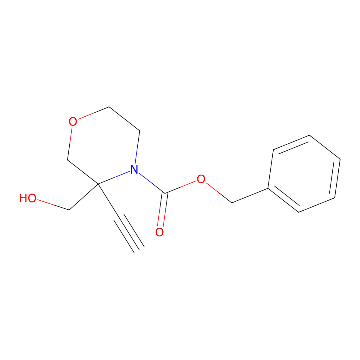 Benzyl 3-ethynyl-3-(hydroxymethyl)morpholine-4-carboxylate molecular structure, CAS 2680791-22-2