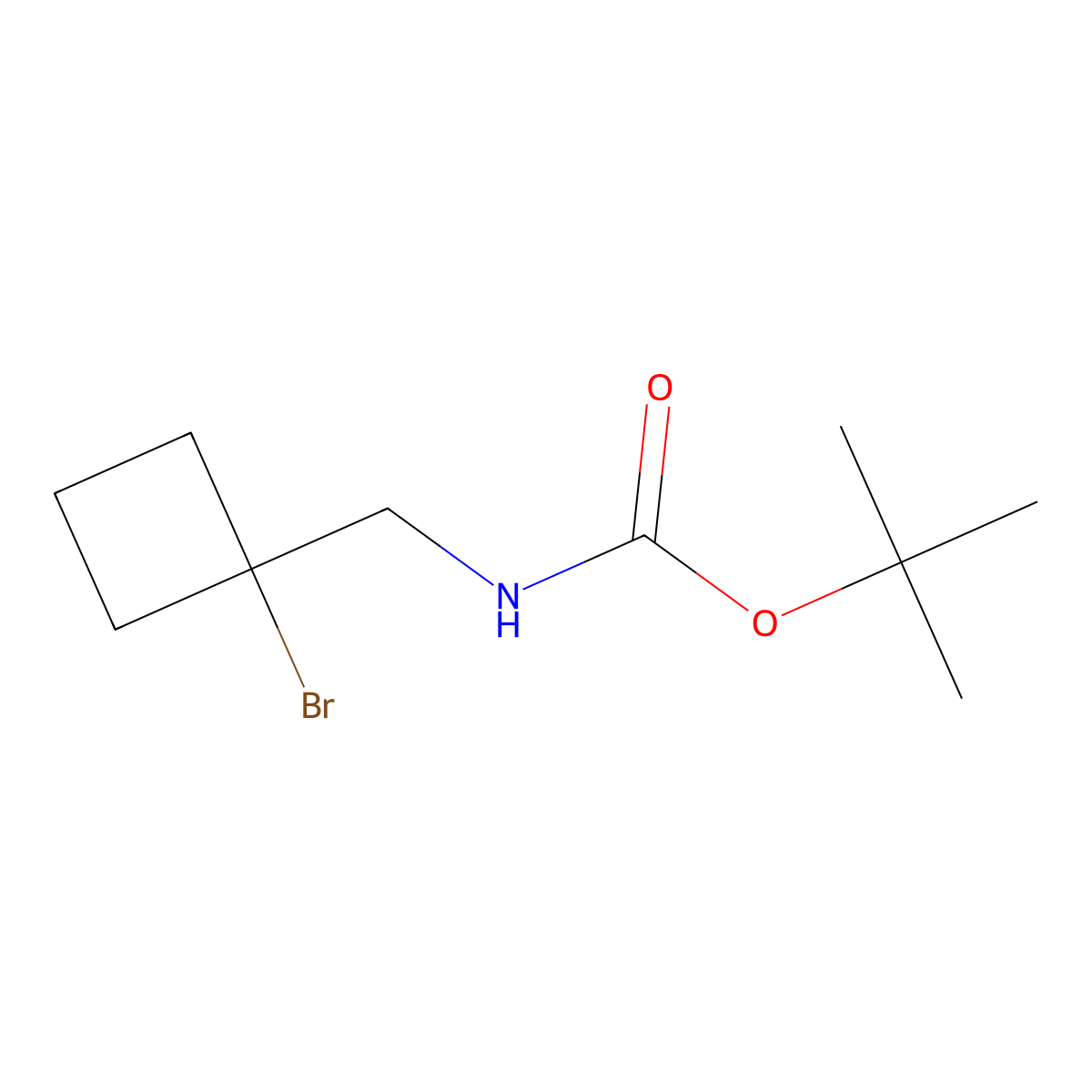 tert-butyl N-[(1-bromocyclobutyl)methyl]carbamate molecular structure, CAS 2680791-23-3
