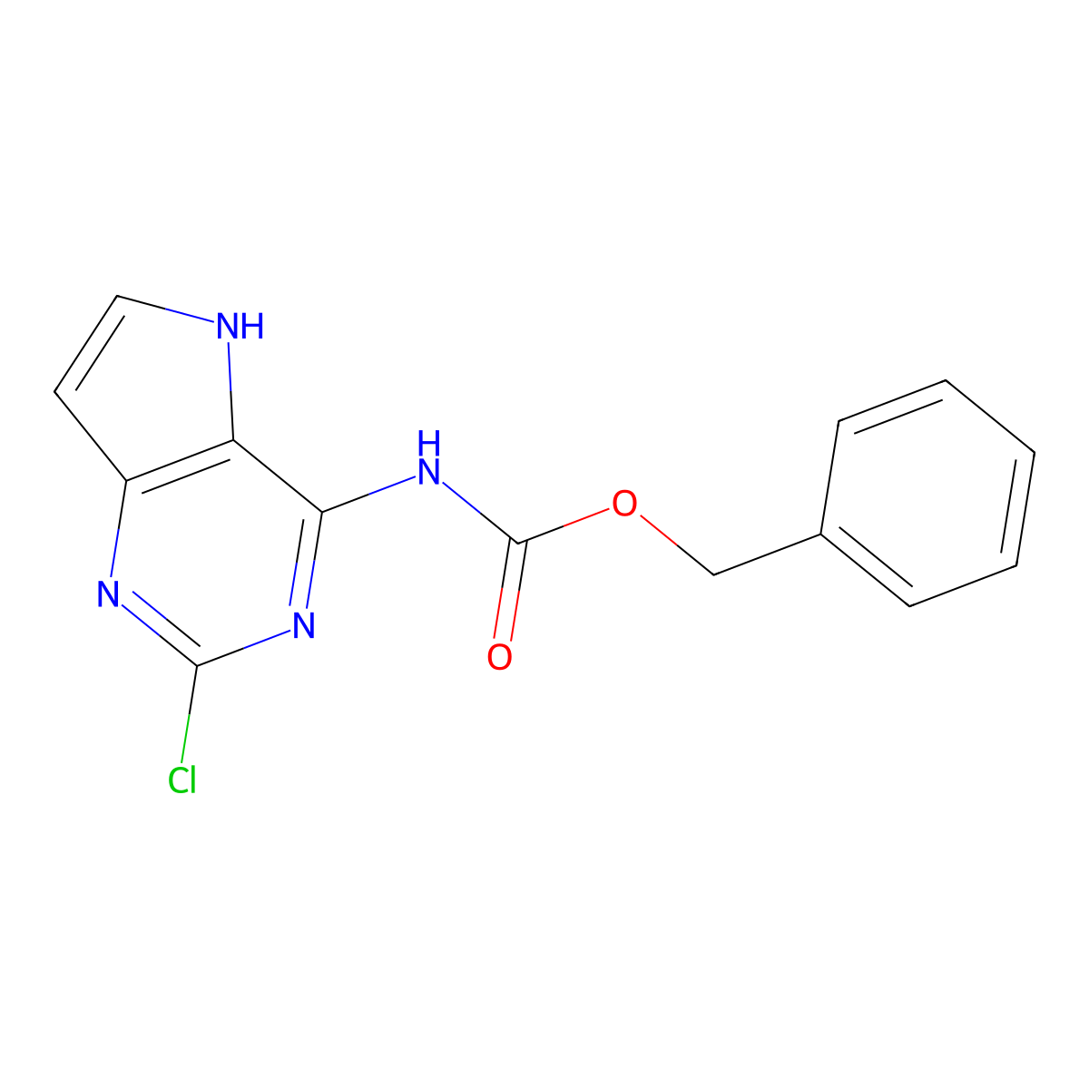 benzyl N-{2-chloro-5H-pyrrolo[3,2-d]pyrimidin-4-yl}carbamate molecular structure, CAS 2680791-24-4