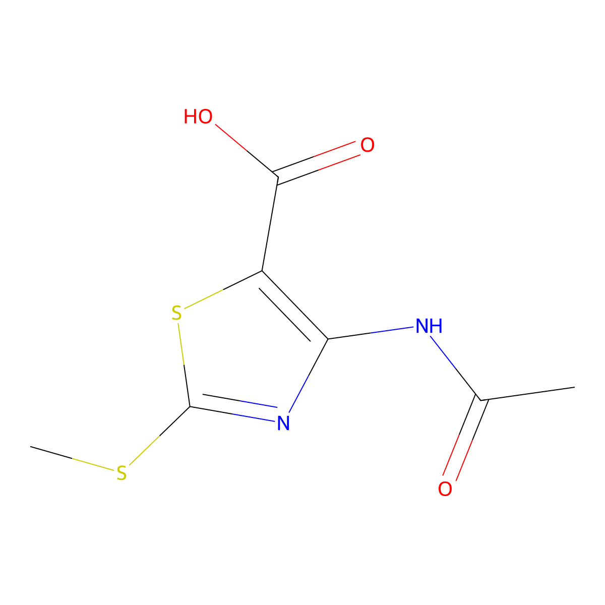 4-Acetamido-2-(methylsulfanyl)-1,3-thiazole-5-carboxylic acid molecular structure, CAS 2680791-25-5