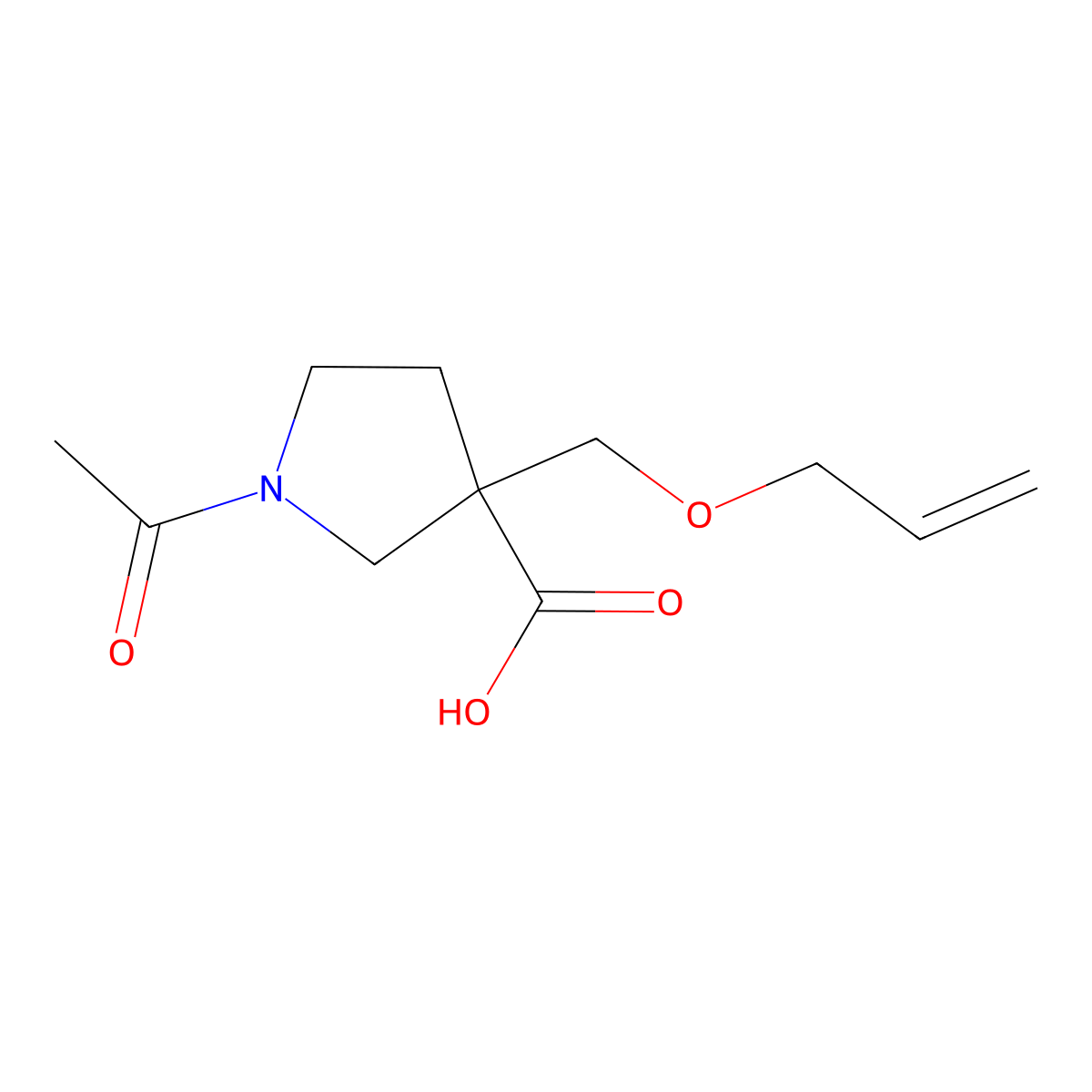 1-Acetyl-3-[(prop-2-en-1-yloxy)methyl]pyrrolidine-3-carboxylic acid molecular structure, CAS 2680791-39-1