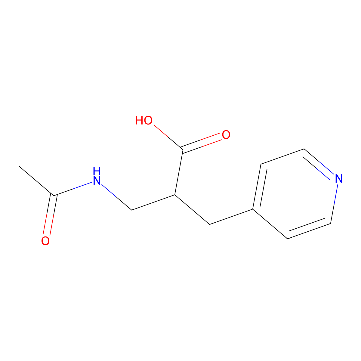 3-Acetamido-2-[(pyridin-4-yl)methyl]propanoic acid molecular structure, CAS 2680791-40-4