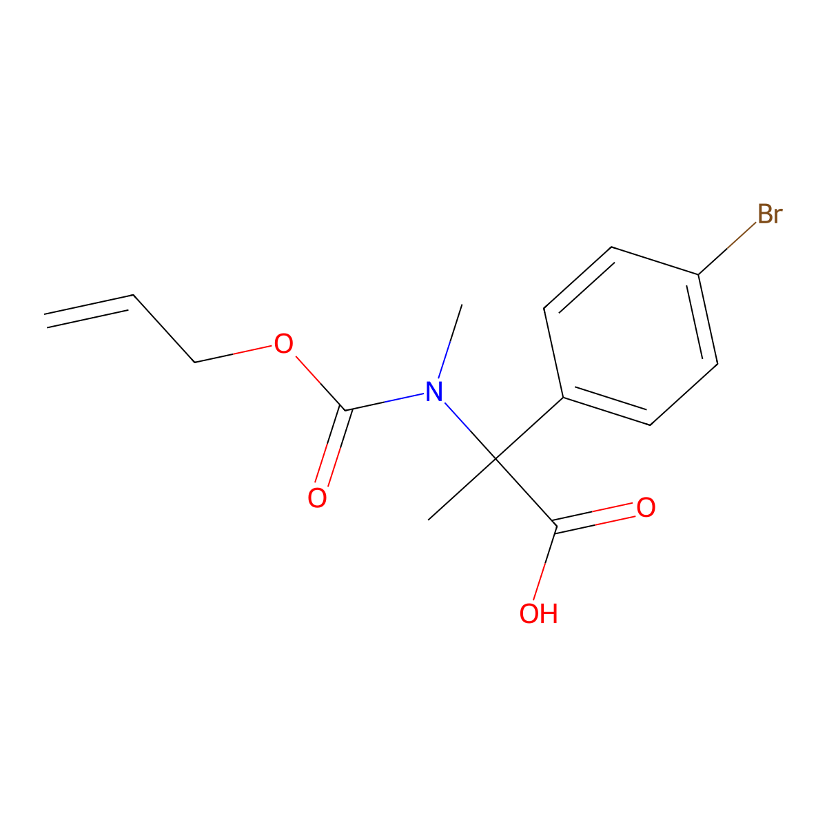 2-(4-Bromophenyl)-2-{methyl[(prop-2-en-1-yloxy)carbonyl]amino}propanoic acid molecular structure, CAS 2680791-41-5