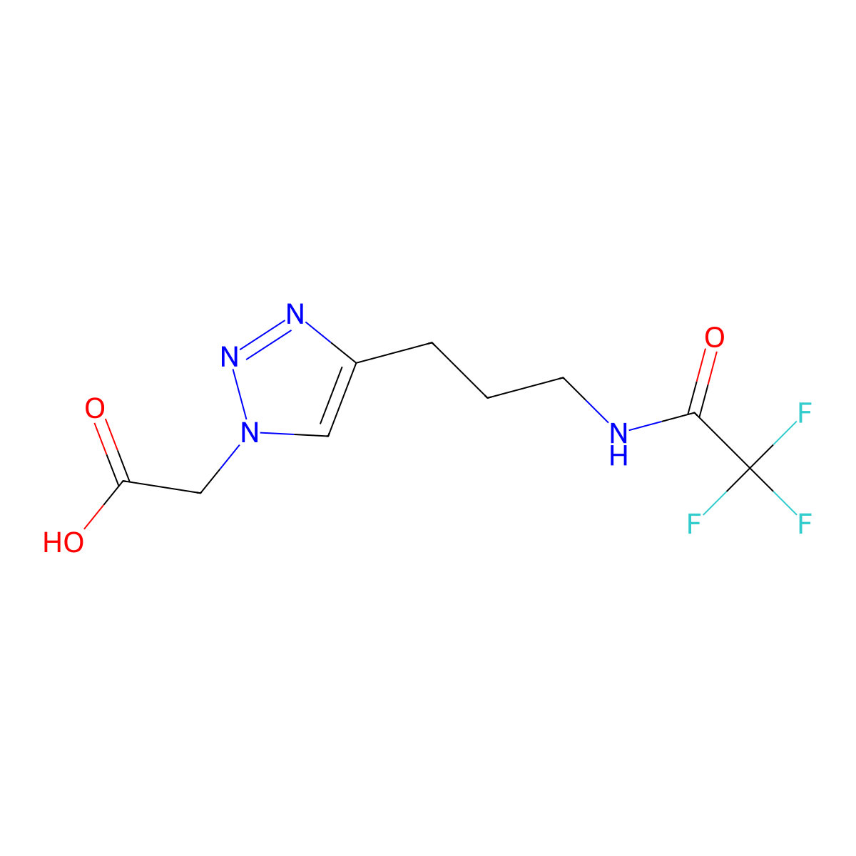 2-{4-[3-(2,2,2-trifluoroacetamido)propyl]-1H-1,2,3-triazol-1-yl}acetic acid molecular structure, CAS 2680791-42-6