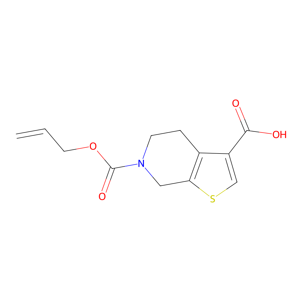 6-[(prop-2-en-1-yloxy)carbonyl]-4H,5H,6H,7H-thieno[2,3-c]pyridine-3-carboxylic acid molecular structure, CAS 2680791-45-9