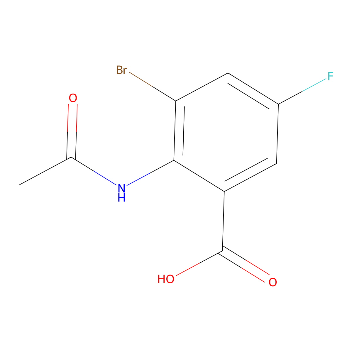 3-Bromo-2-acetamido-5-fluorobenzoic acid molecular structure, CAS 2680791-46-0