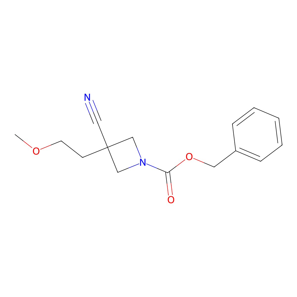 Benzyl 3-cyano-3-(2-methoxyethyl)azetidine-1-carboxylate molecular structure, CAS 2680791-47-1