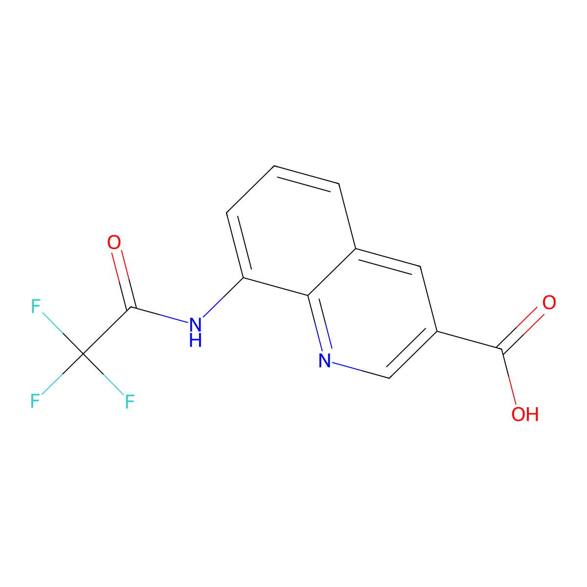 8-(2,2,2-Trifluoroacetamido)quinoline-3-carboxylic acid molecular structure, CAS 2680791-48-2