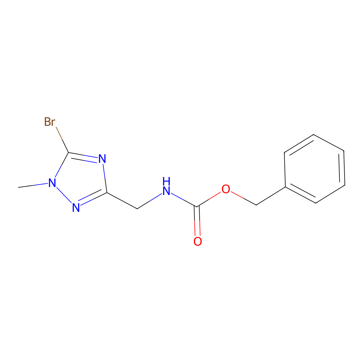 benzyl N-[(5-bromo-1-methyl-1H-1,2,4-triazol-3-yl)methyl]carbamate molecular structure, CAS 2680791-49-3
