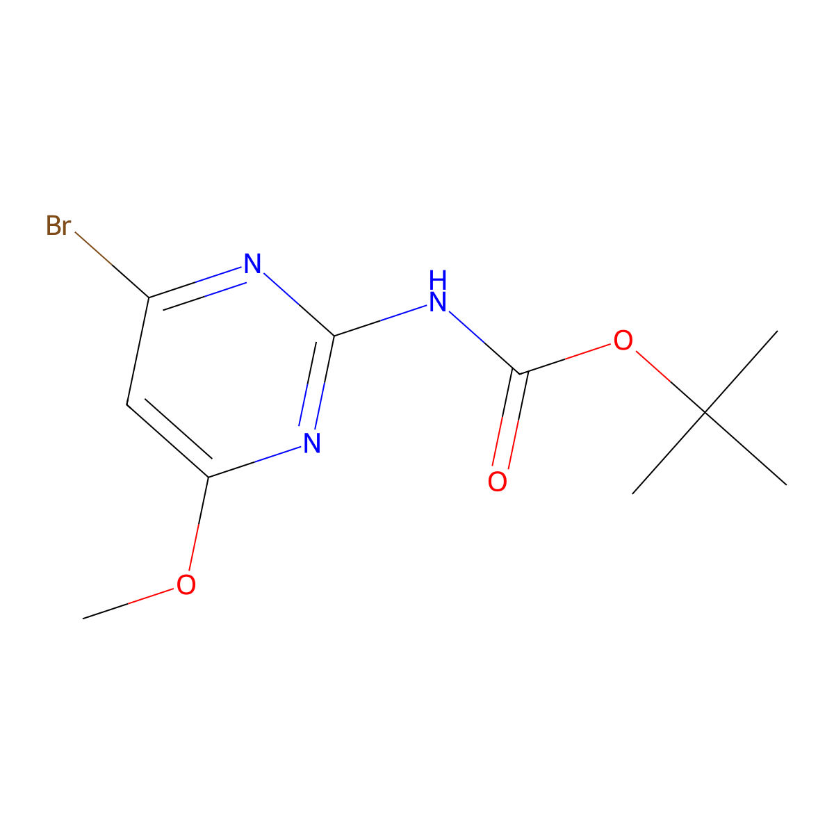 tert-butyl N-(4-bromo-6-methoxypyrimidin-2-yl)carbamate molecular structure, CAS 2680791-53-9