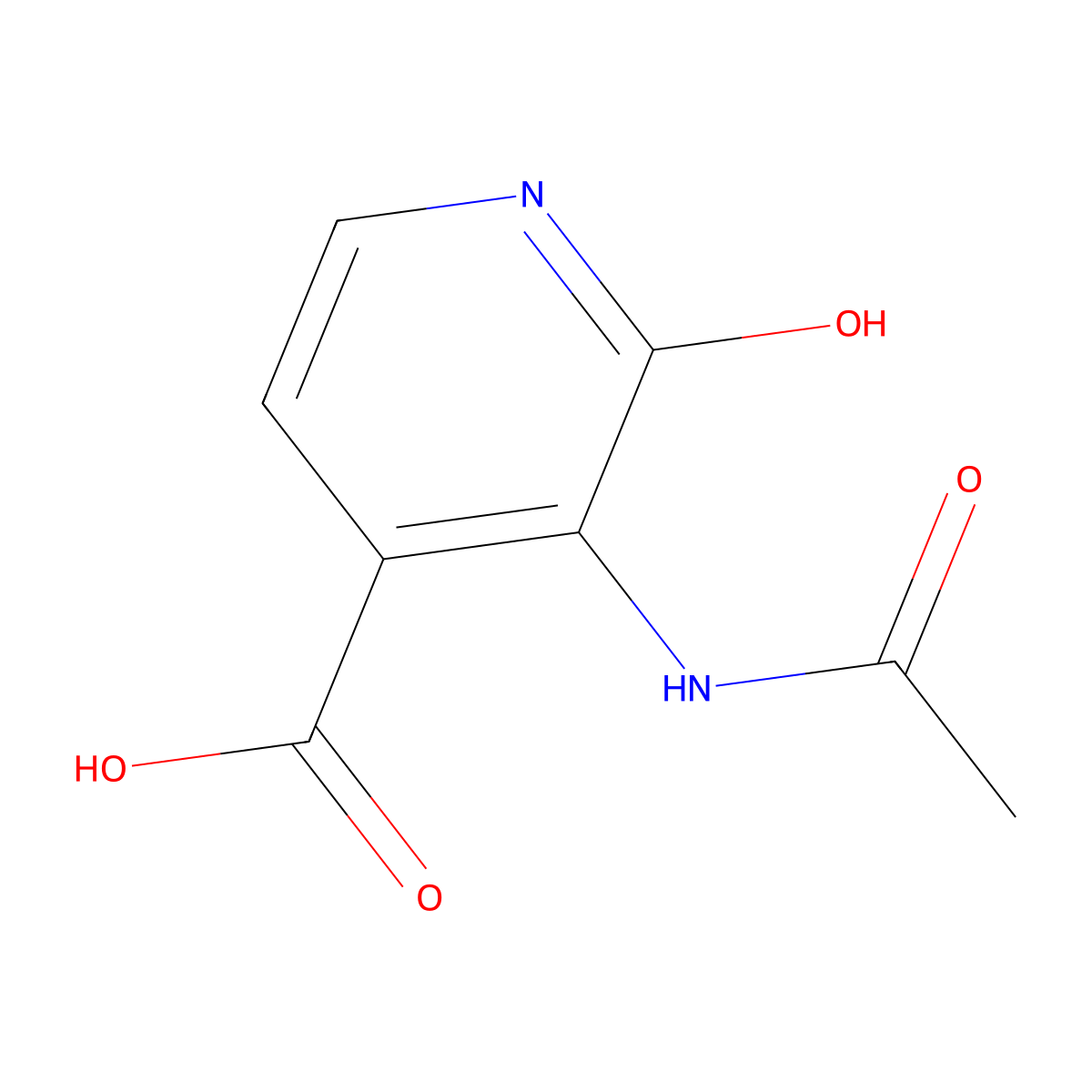 3-Acetamido-2-hydroxypyridine-4-carboxylic acid molecular structure, CAS 2680791-55-1
