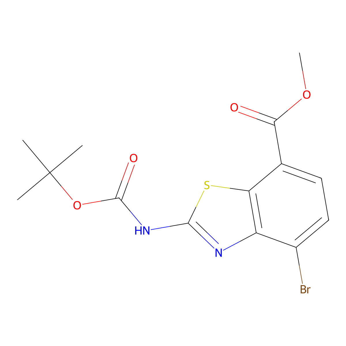 Methyl 4-bromo-2-{[(tert-butoxy)carbonyl]amino}-1,3-benzothiazole-7-carboxylate molecular structure, CAS 2680791-57-3