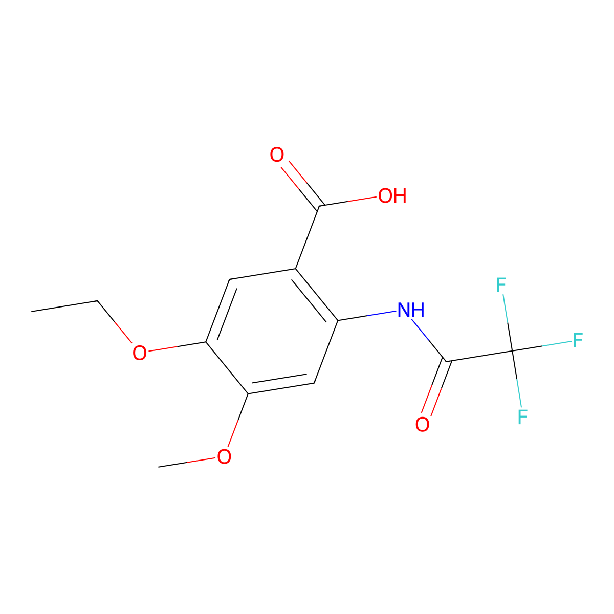 5-Ethoxy-4-methoxy-2-(2,2,2-trifluoroacetamido)benzoic acid molecular structure, CAS 2680791-59-5
