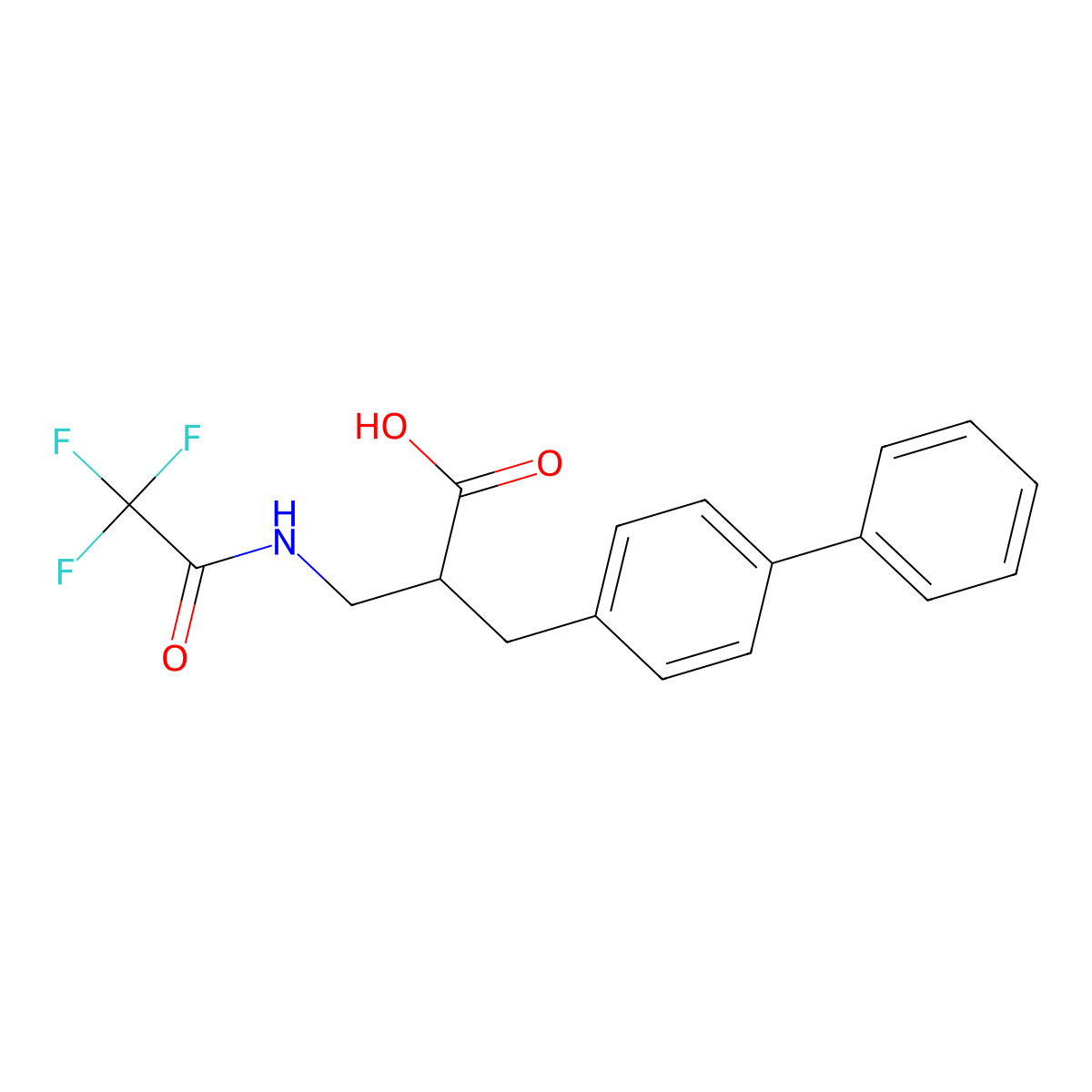 2-({[1,1'-Biphenyl]-4-yl}methyl)-3-(2,2,2-trifluoroacetamido)propanoic acid molecular structure, CAS 2680791-62-0