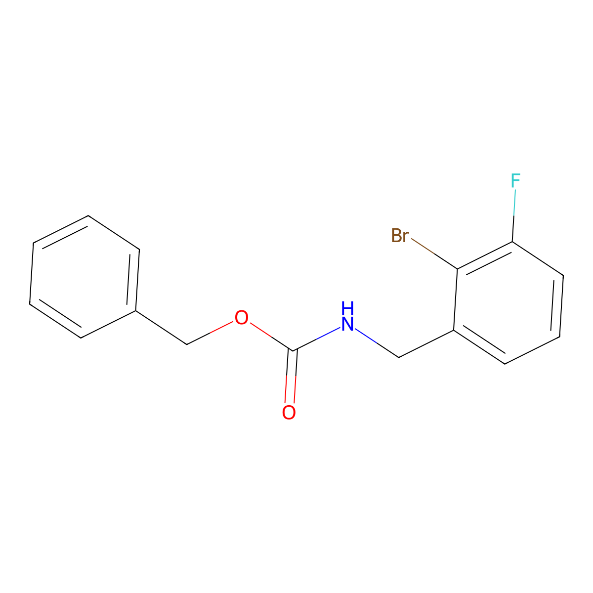 benzyl N-[(2-bromo-3-fluorophenyl)methyl]carbamate molecular structure, CAS 2680791-72-2