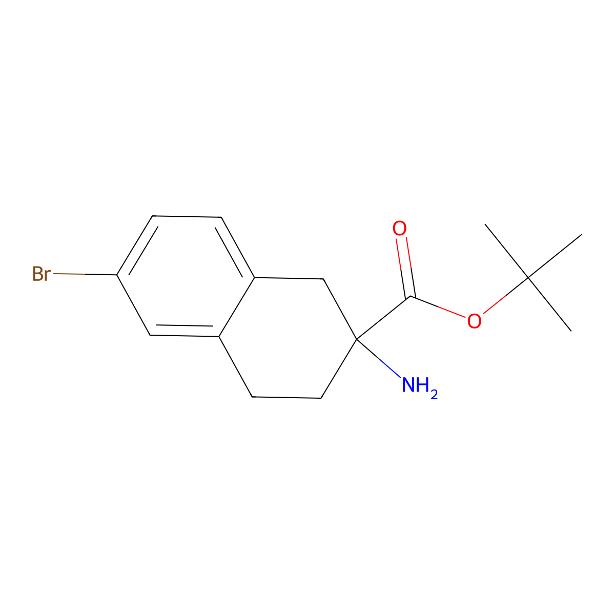 Tert-butyl 2-amino-6-bromo-1,2,3,4-tetrahydronaphthalene-2-carboxylate molecular structure, CAS 2680791-73-3