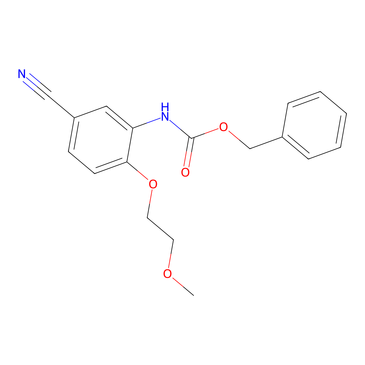 benzyl N-[5-cyano-2-(2-methoxyethoxy)phenyl]carbamate molecular structure, CAS 2680791-76-6