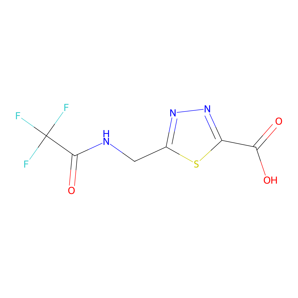 5-[(2,2,2-Trifluoroacetamido)methyl]-1,3,4-thiadiazole-2-carboxylic acid molecular structure, CAS 2680791-79-9