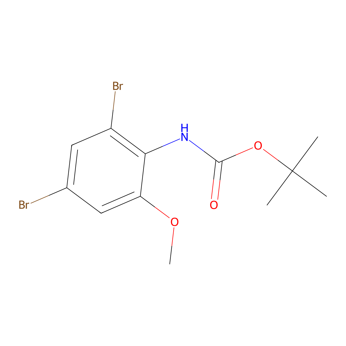 tert-butyl N-(2,4-dibromo-6-methoxyphenyl)carbamate molecular structure, CAS 2680791-85-7
