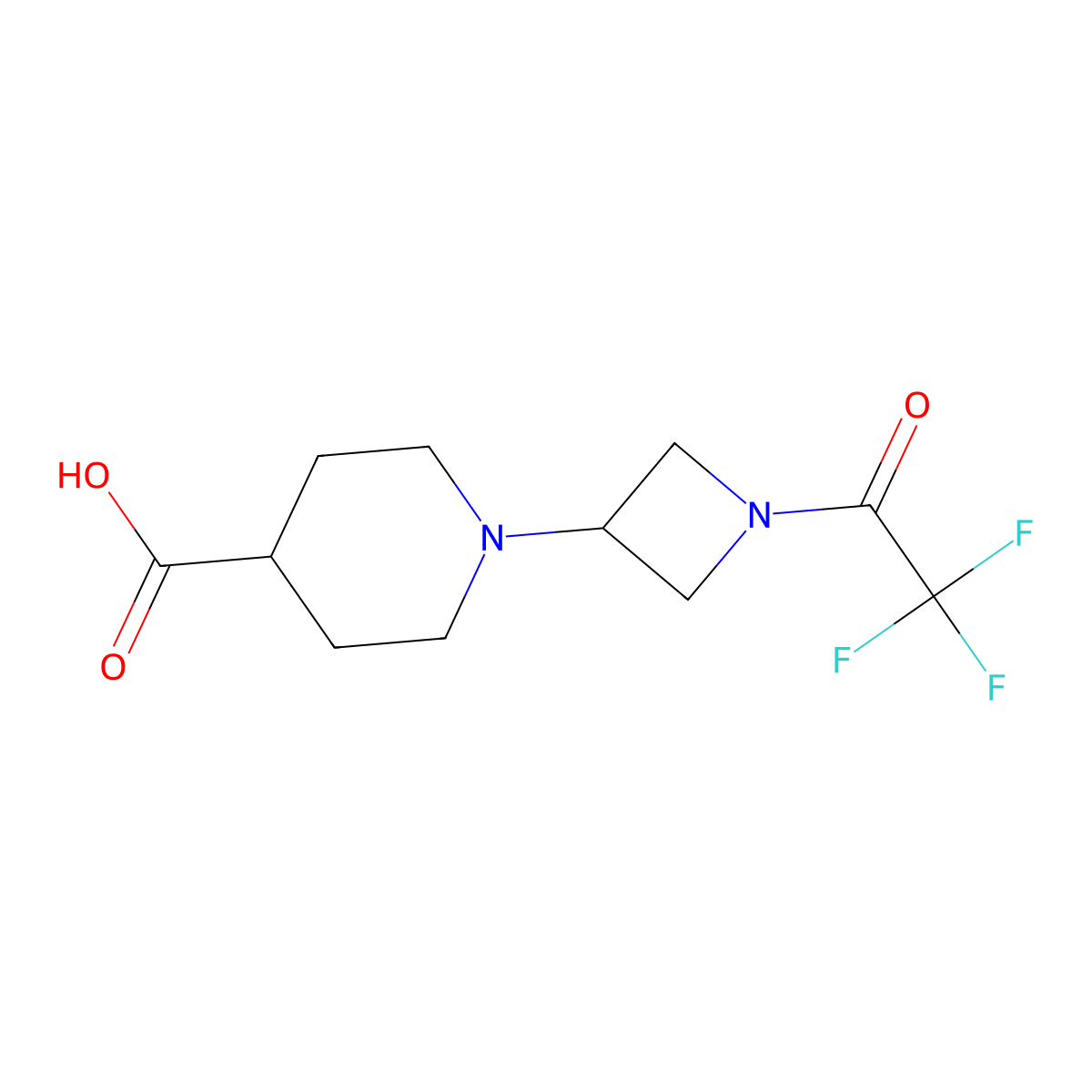 1-[1-(2,2,2-Trifluoroacetyl)azetidin-3-yl]piperidine-4-carboxylic acid molecular structure, CAS 2680791-87-9
