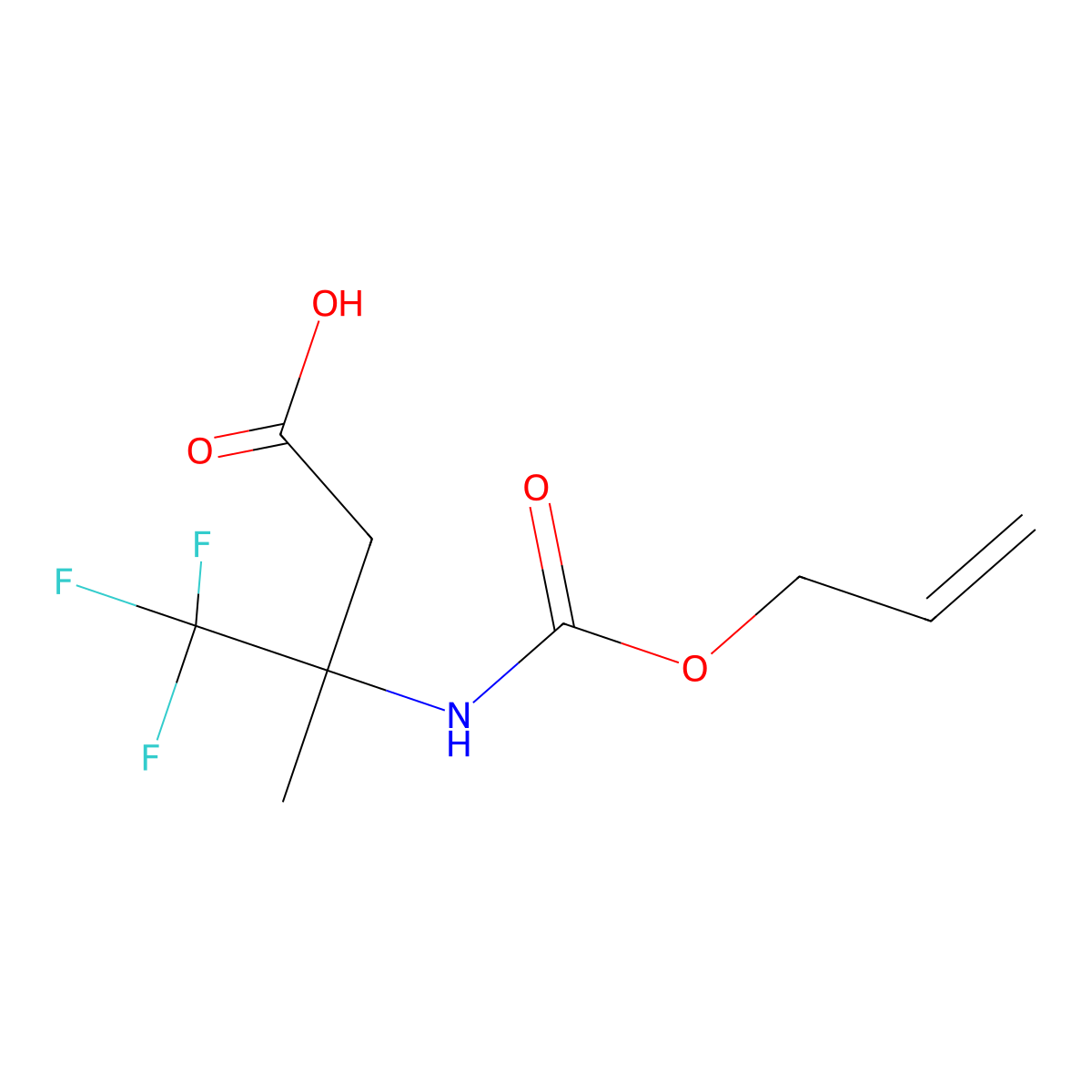 4,4,4-Trifluoro-3-methyl-3-{[(prop-2-en-1-yloxy)carbonyl]amino}butanoic acid molecular structure, CAS 2680791-91-5