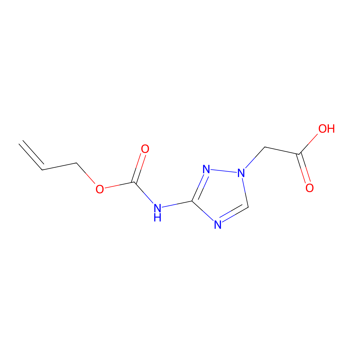 2-(3-{[(prop-2-en-1-yloxy)carbonyl]amino}-1H-1,2,4-triazol-1-yl)acetic acid molecular structure, CAS 2680791-99-3