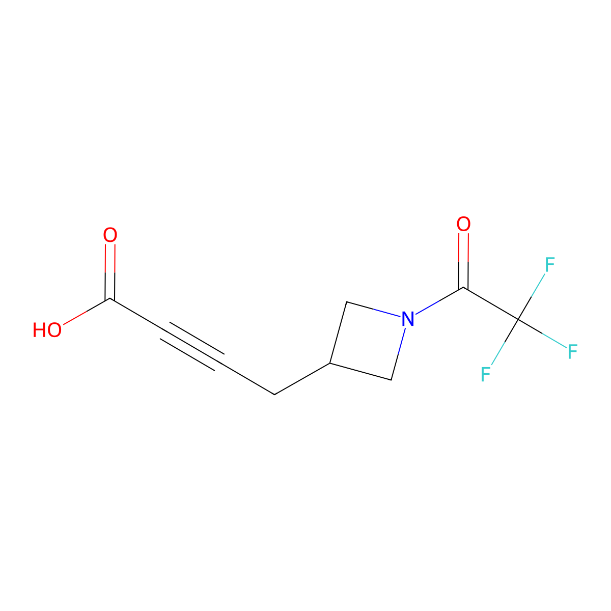 4-[1-(2,2,2-Trifluoroacetyl)azetidin-3-yl]but-2-ynoic acid molecular structure, CAS 2680792-12-3