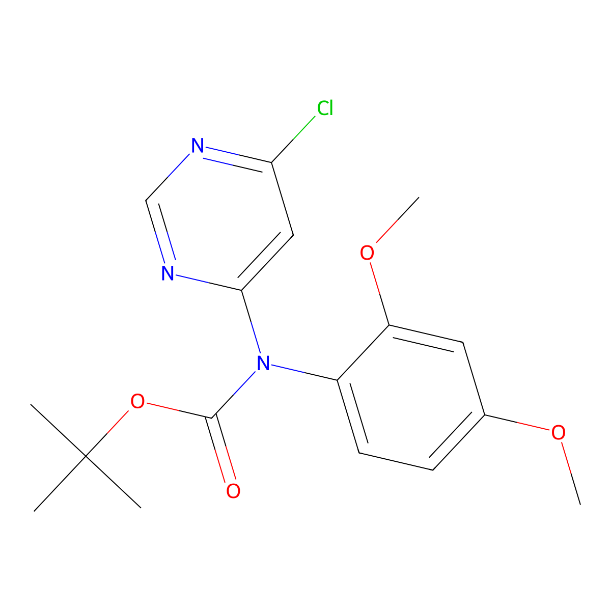 tert-butyl N-(6-chloropyrimidin-4-yl)-N-(2,4-dimethoxyphenyl)carbamate molecular structure, CAS 2680792-15-6