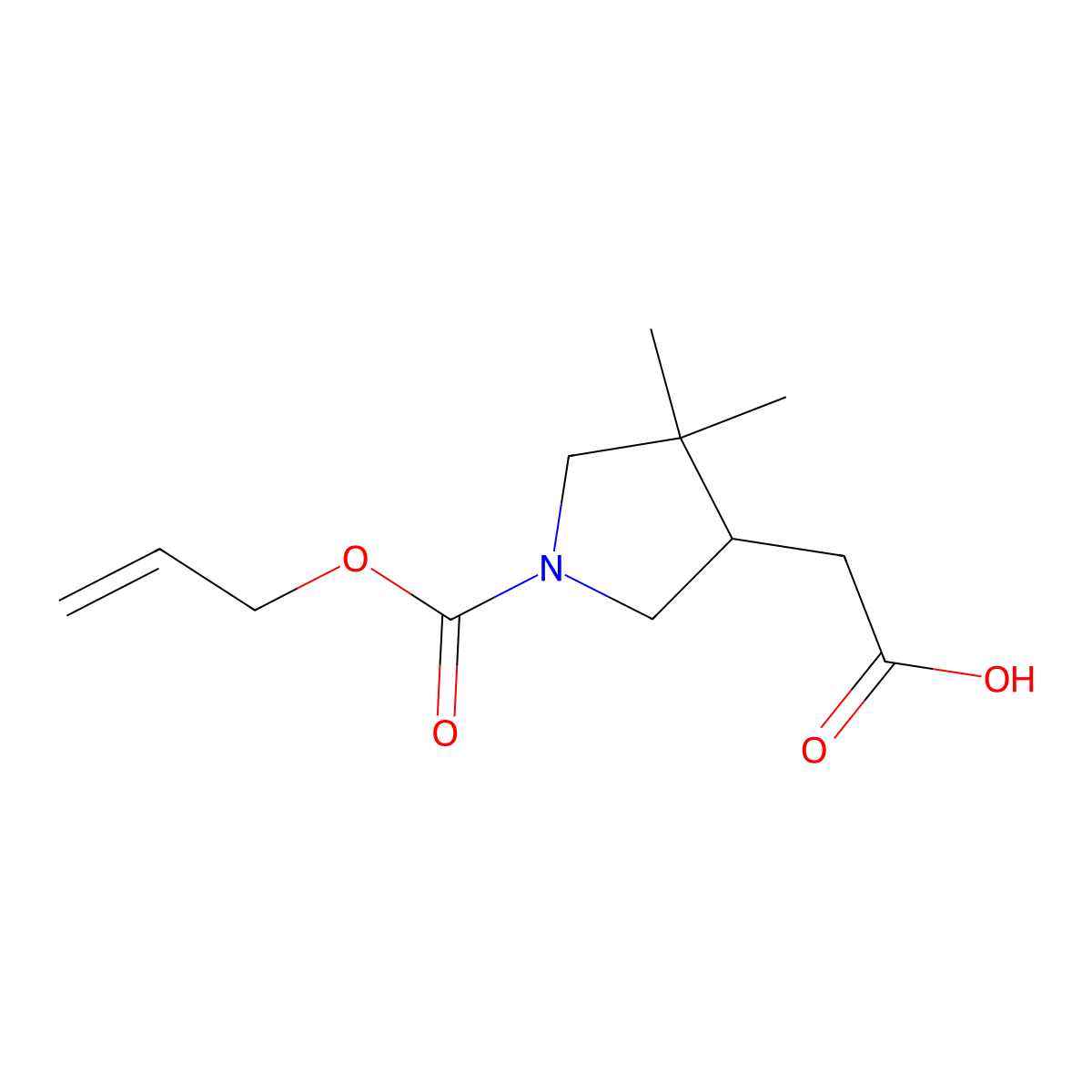 2-{4,4-Dimethyl-1-[(prop-2-en-1-yloxy)carbonyl]pyrrolidin-3-yl}acetic acid molecular structure, CAS 2680792-16-7