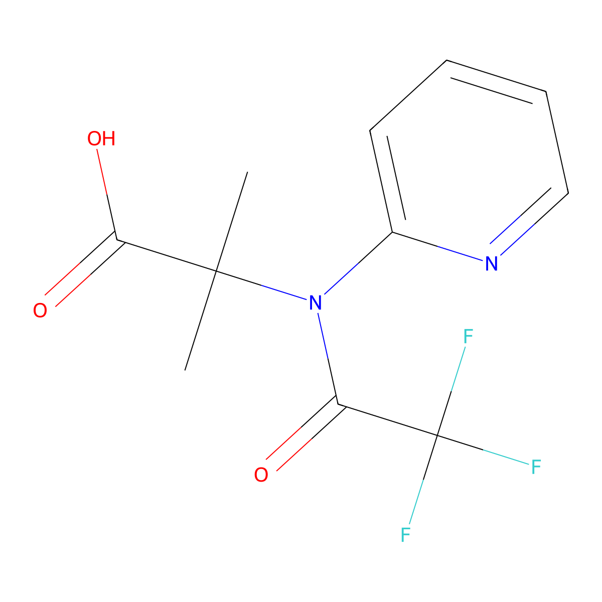 2-methyl-2-[2,2,2-trifluoro-N-(pyridin-2-yl)acetamido]propanoic acid molecular structure, CAS 2680792-19-0