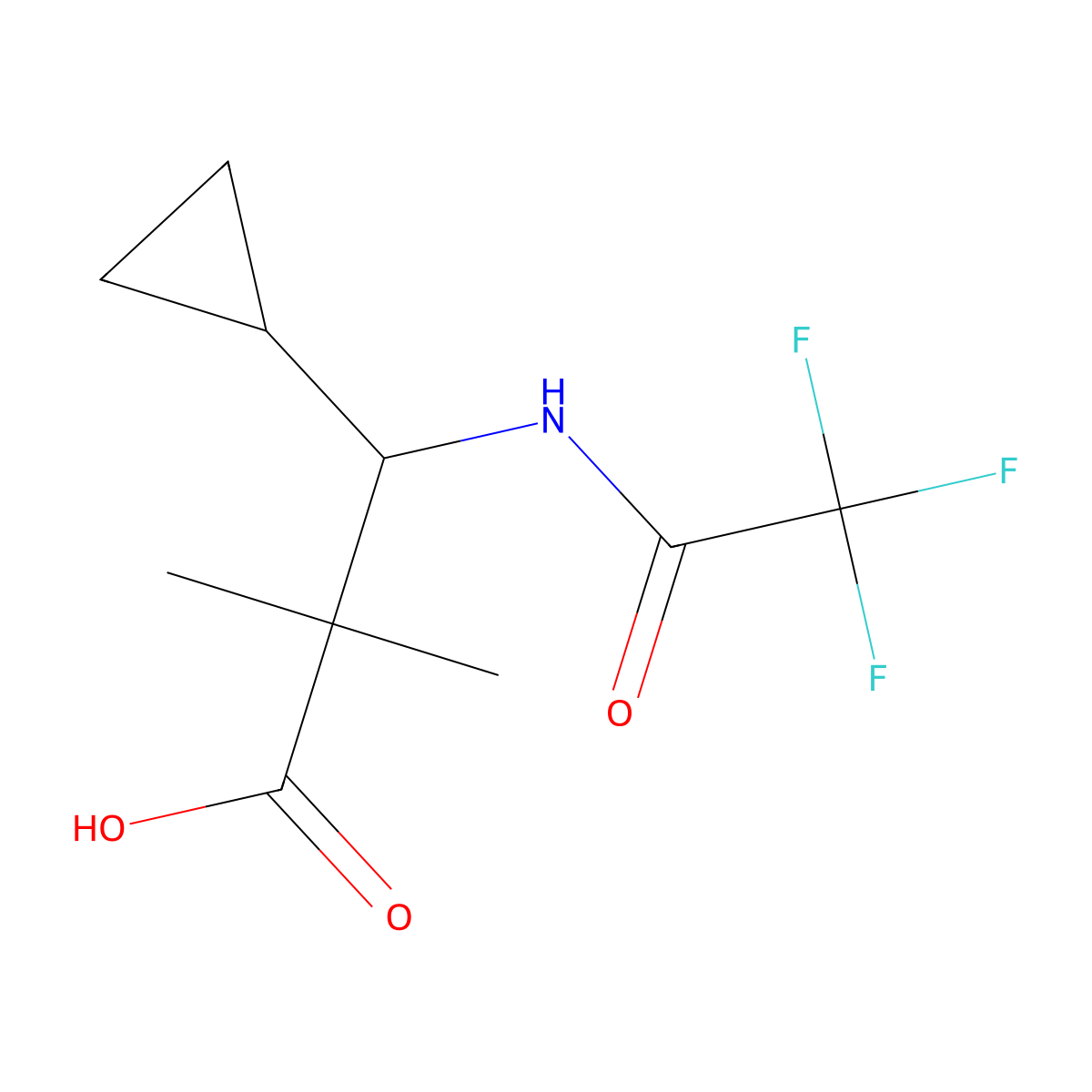 3-Cyclopropyl-2,2-dimethyl-3-(trifluoroacetamido)propanoic acid molecular structure, CAS 2680792-22-5
