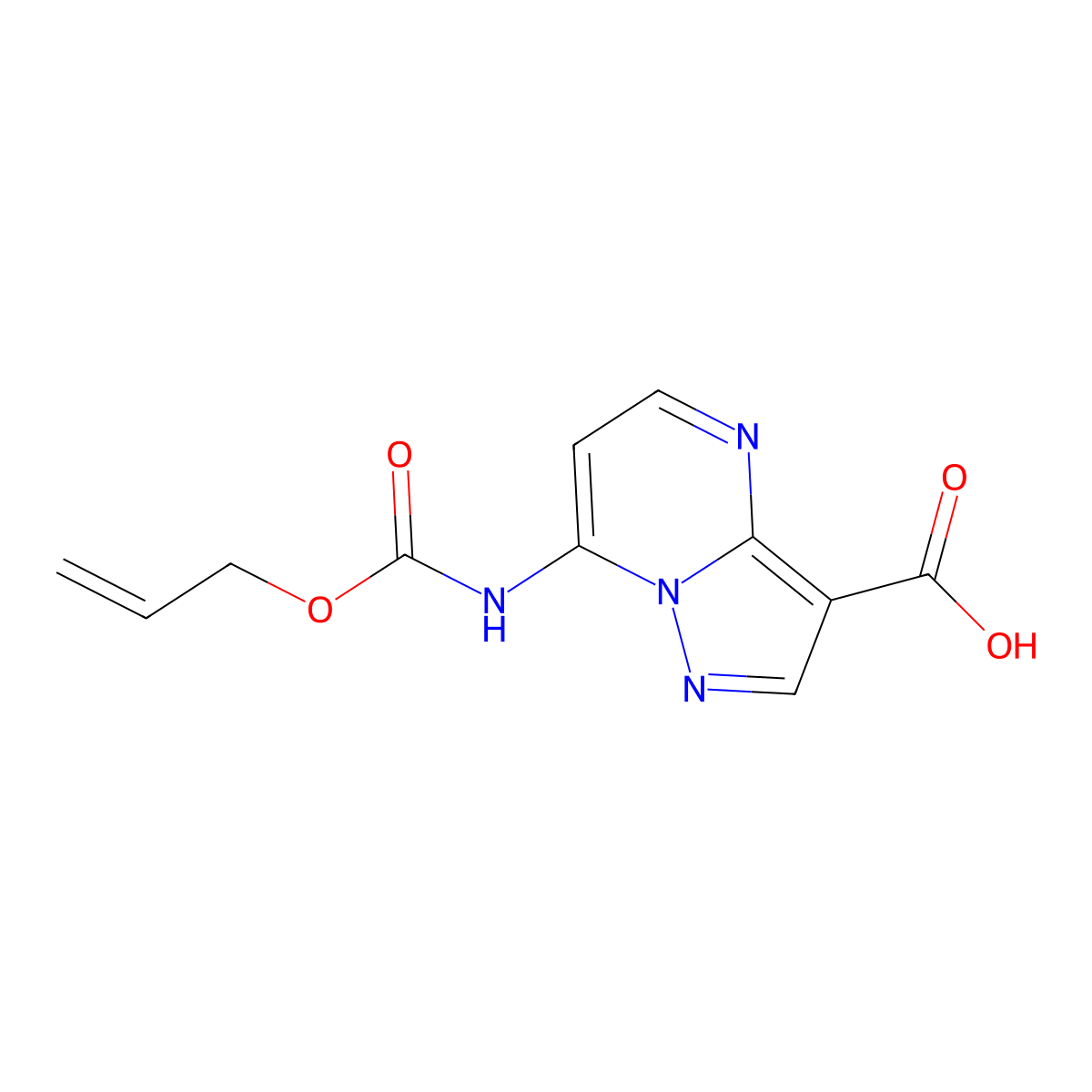 7-{[(Prop-2-en-1-yloxy)carbonyl]amino}pyrazolo[1,5-a]pyrimidine-3-carboxylic acid molecular structure, CAS 2680792-26-9