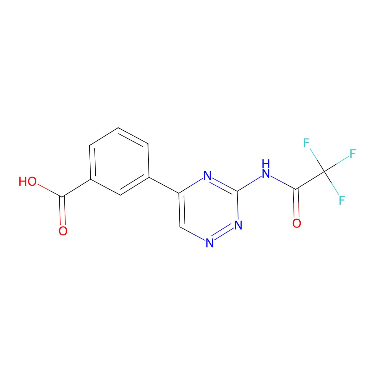 3-[3-(2,2,2-Trifluoroacetamido)-1,2,4-triazin-5-yl]benzoic acid molecular structure, CAS 2680792-27-0