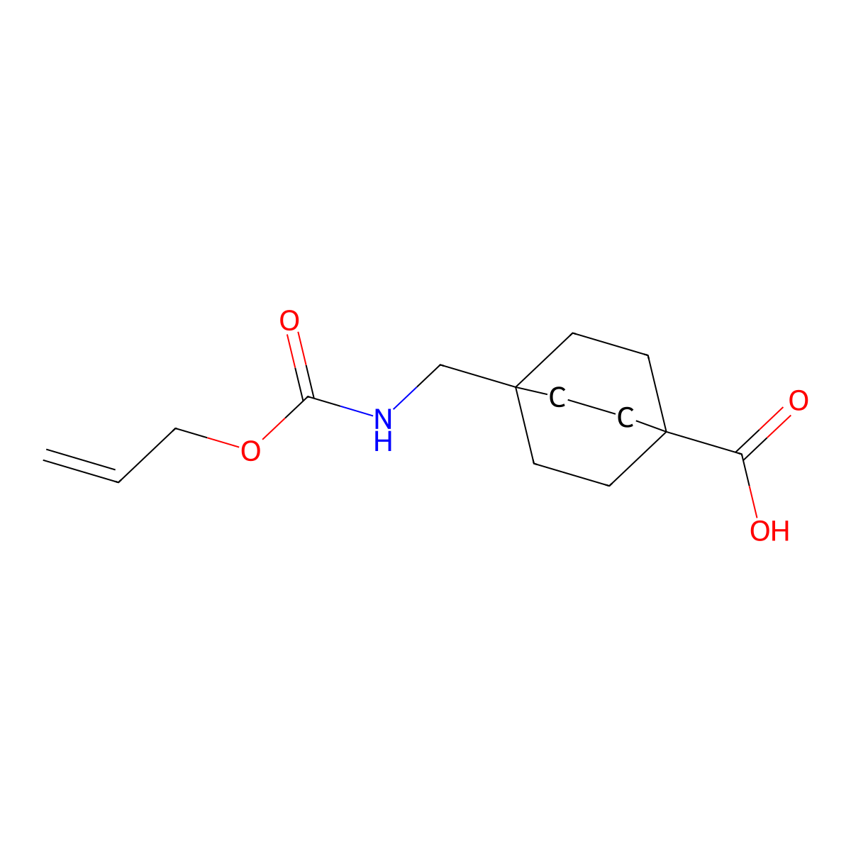 4-({[(Prop-2-en-1-yloxy)carbonyl]amino}methyl)bicyclo[2.2.2]octane-1-carboxylic acid molecular structure, CAS 2680792-31-6