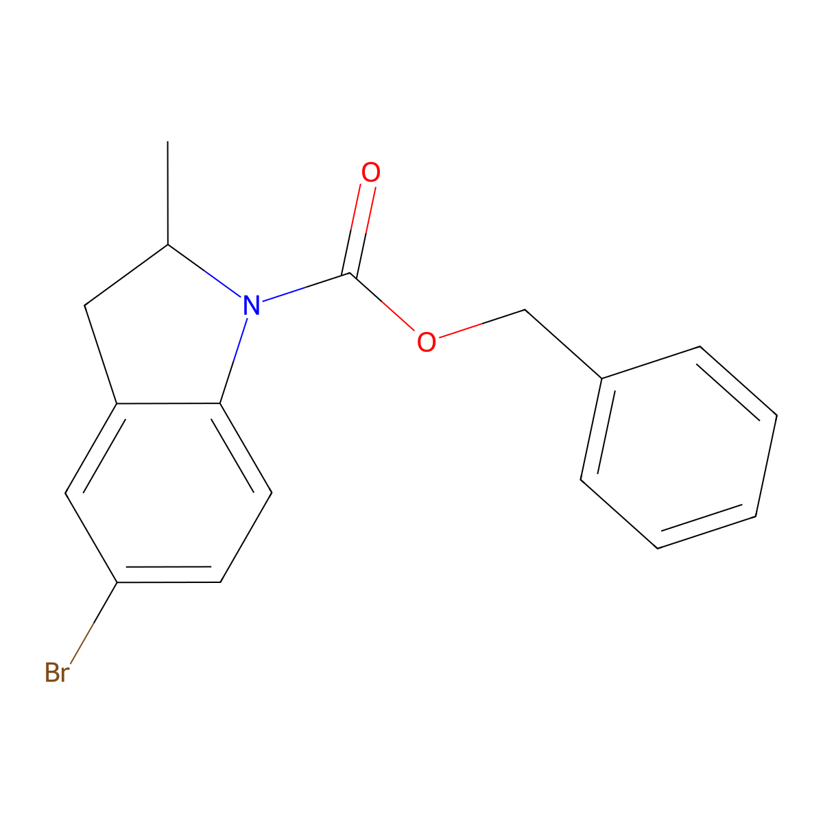 benzyl 5-bromo-2-methyl-2,3-dihydro-1H-indole-1-carboxylate molecular structure, CAS 2680792-39-4