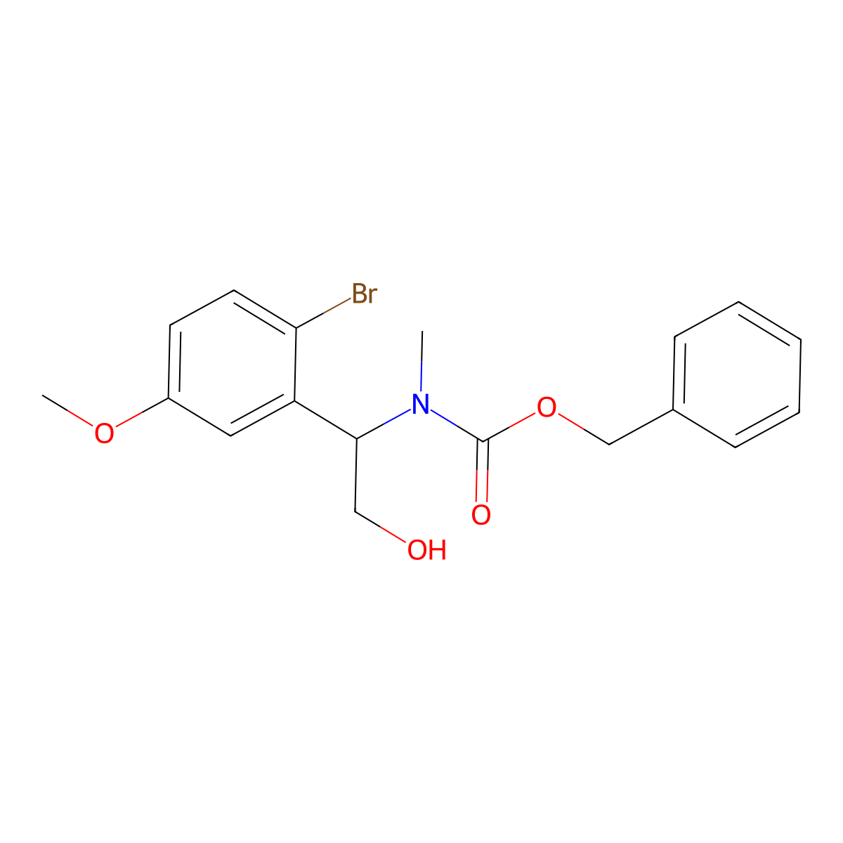 benzyl N-[1-(2-bromo-5-methoxyphenyl)-2-hydroxyethyl]-N-methylcarbamate molecular structure, CAS 2680792-43-0