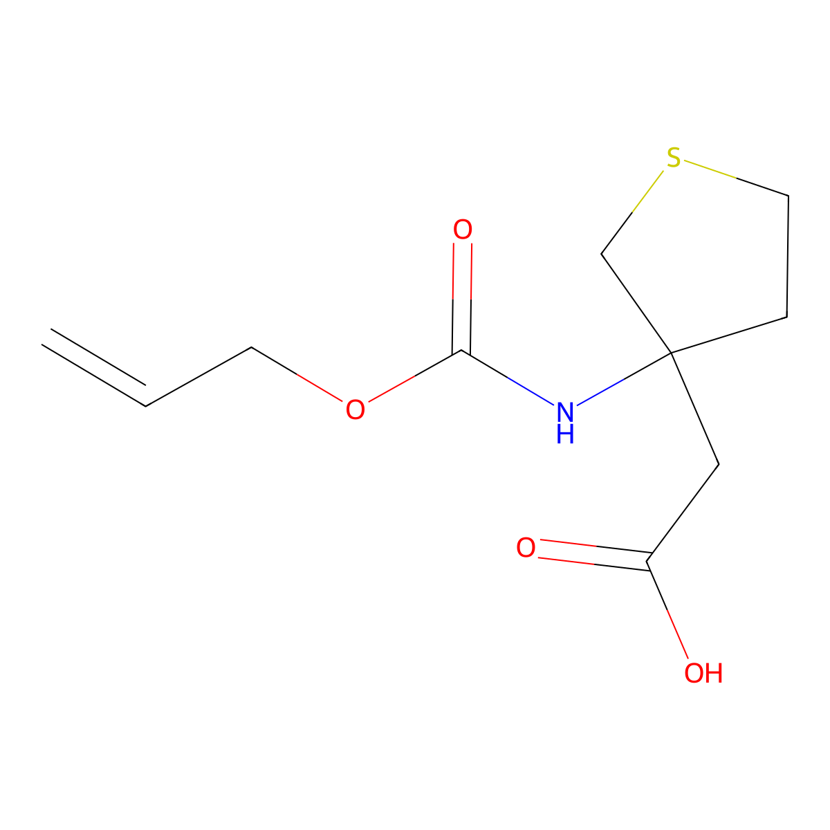 2-(3-{[(Prop-2-en-1-yloxy)carbonyl]amino}thiolan-3-yl)acetic acid molecular structure, CAS 2680792-58-7