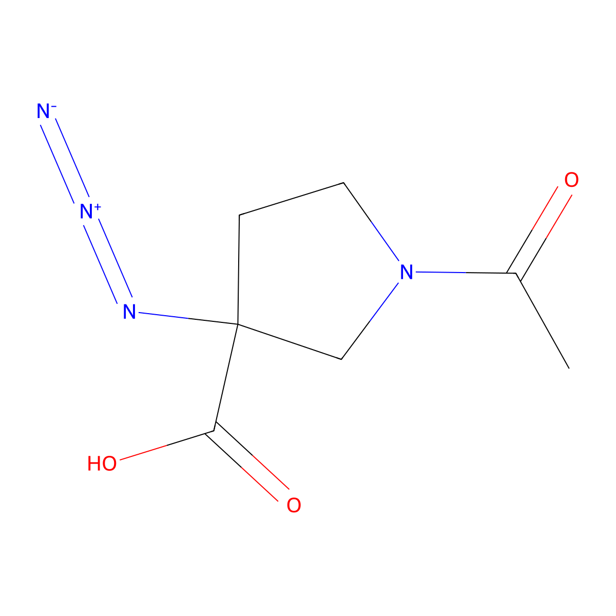 1-Acetyl-3-azidopyrrolidine-3-carboxylic acid molecular structure, CAS 2680792-59-8