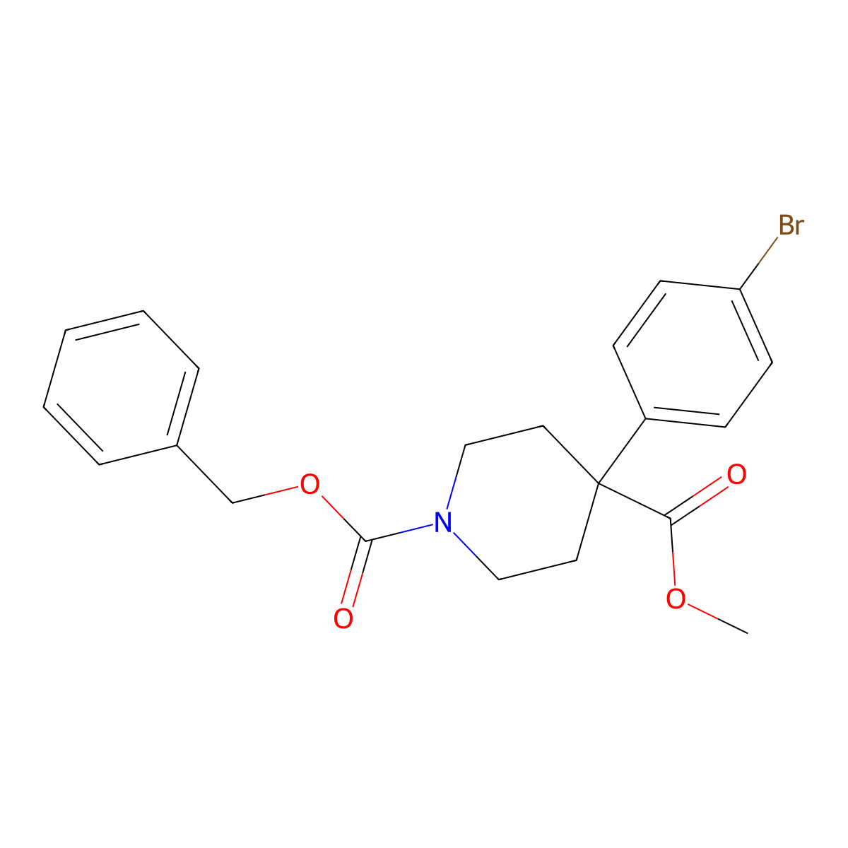 1-Benzyl 4-methyl 4-(4-bromophenyl)piperidine-1,4-dicarboxylate molecular structure, CAS 2680792-60-1