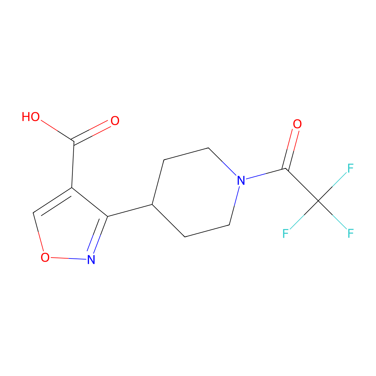 3-[1-(2,2,2-Trifluoroacetyl)piperidin-4-yl]-1,2-oxazole-4-carboxylic acid molecular structure, CAS 2680792-68-9