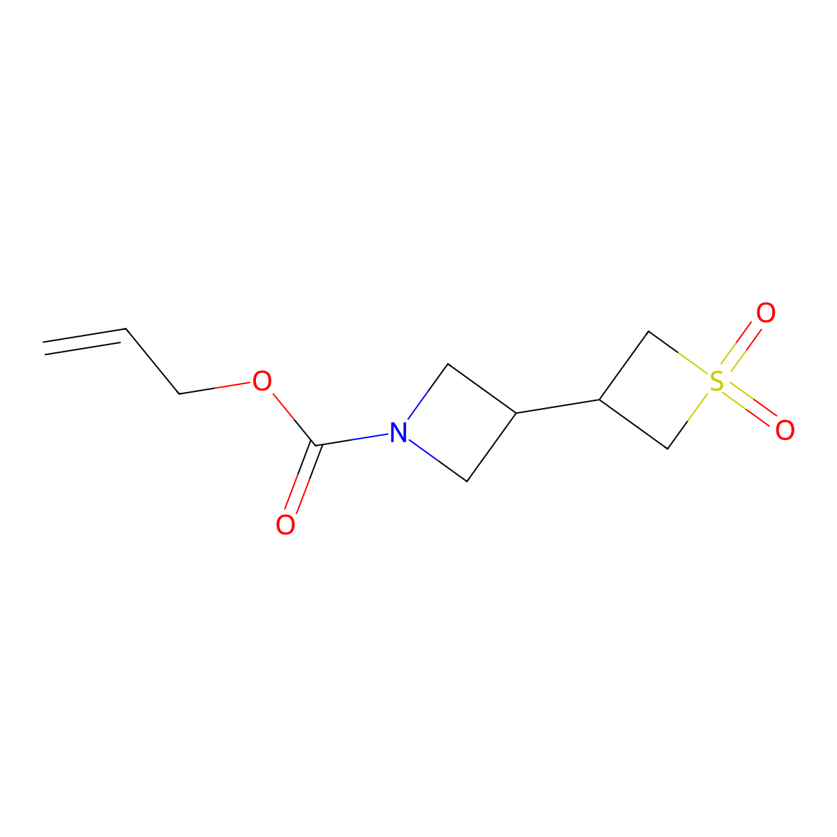 Prop-2-en-1-yl 3-(1,1-dioxo-1lambda6-thietan-3-yl)azetidine-1-carboxylate molecular structure, CAS 2680792-69-0