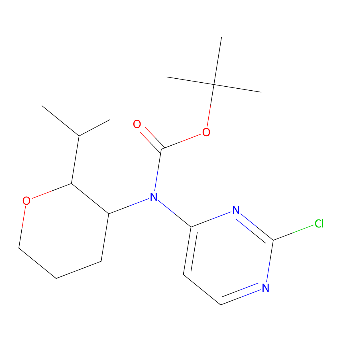 tert-butyl N-(2-chloropyrimidin-4-yl)-N-[2-(propan-2-yl)oxan-3-yl]carbamate molecular structure, CAS 2680792-73-6