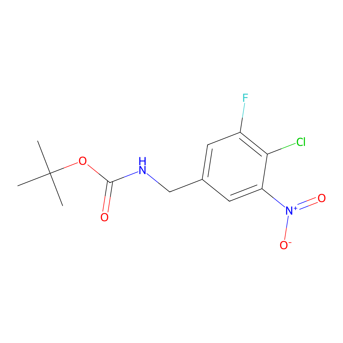 tert-butyl N-[(4-chloro-3-fluoro-5-nitrophenyl)methyl]carbamate molecular structure, CAS 2680792-79-2