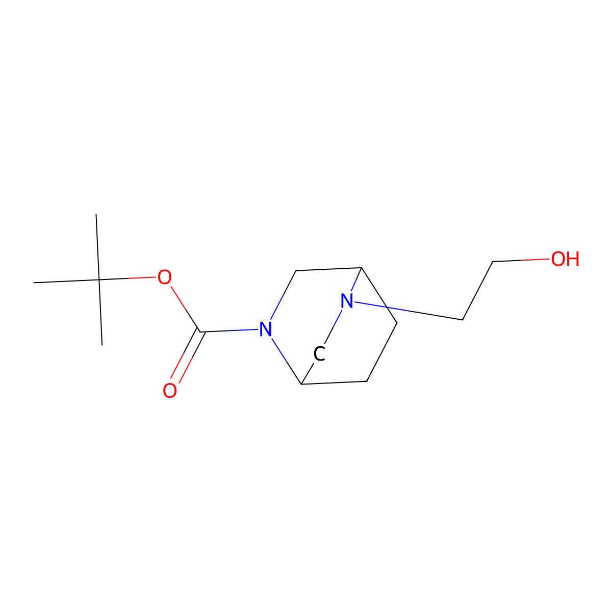 Tert-butyl 5-(2-hydroxyethyl)-2,5-diazabicyclo[2.2.2]octane-2-carboxylate molecular structure, CAS 2680792-90-7