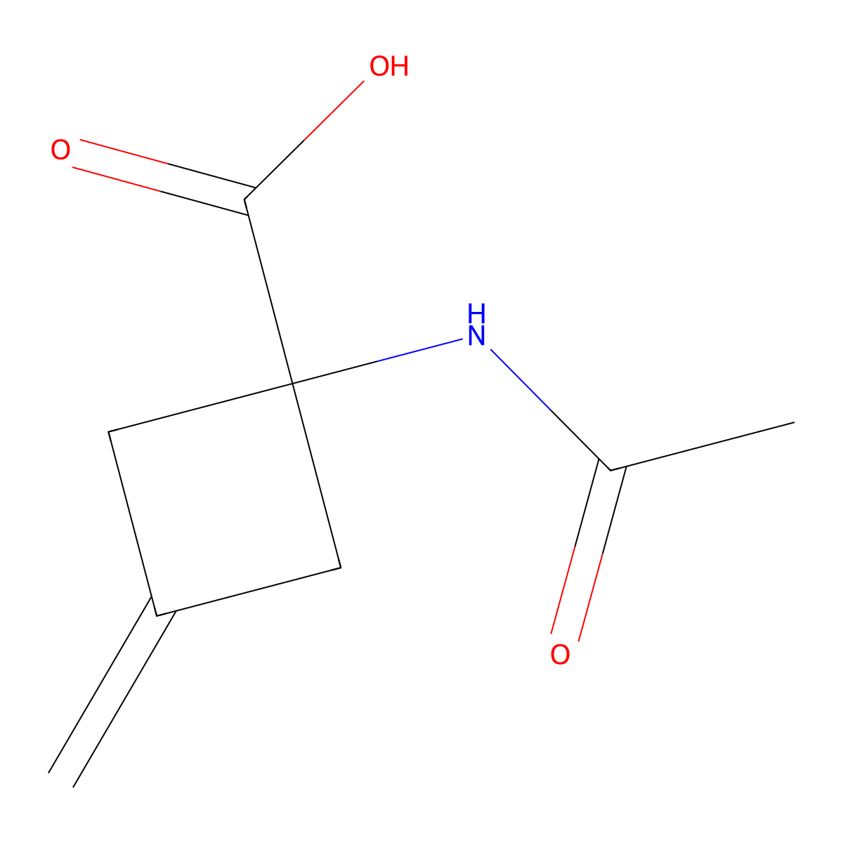 1-Acetamido-3-methylidenecyclobutane-1-carboxylic acid molecular structure, CAS 2680792-98-5