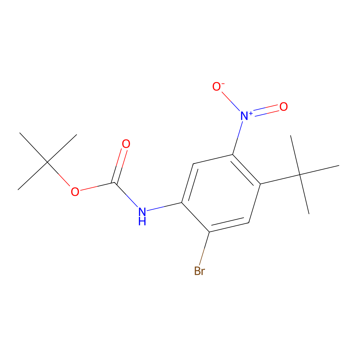 tert-butyl N-(2-bromo-4-tert-butyl-5-nitrophenyl)carbamate molecular structure, CAS 2680792-99-6